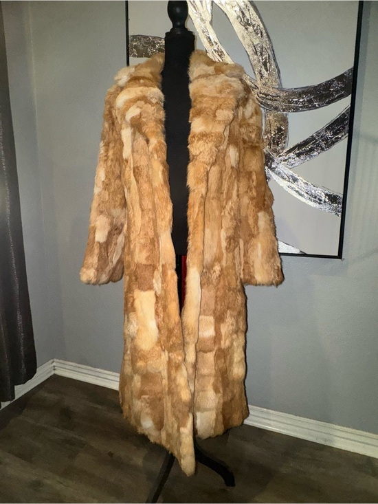 Jackets & Blazers - Vintage Rabbit Fur Coat in Warm Camel